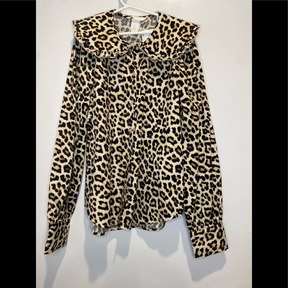 H&M Leopard Print Blouse - Black and Tan